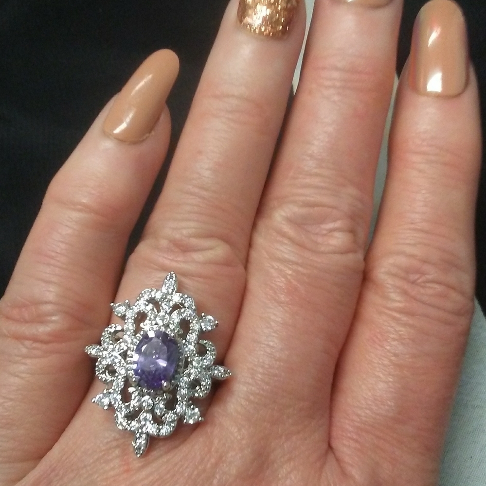 Exceptional Purple & White Topaz Sterling Ring
